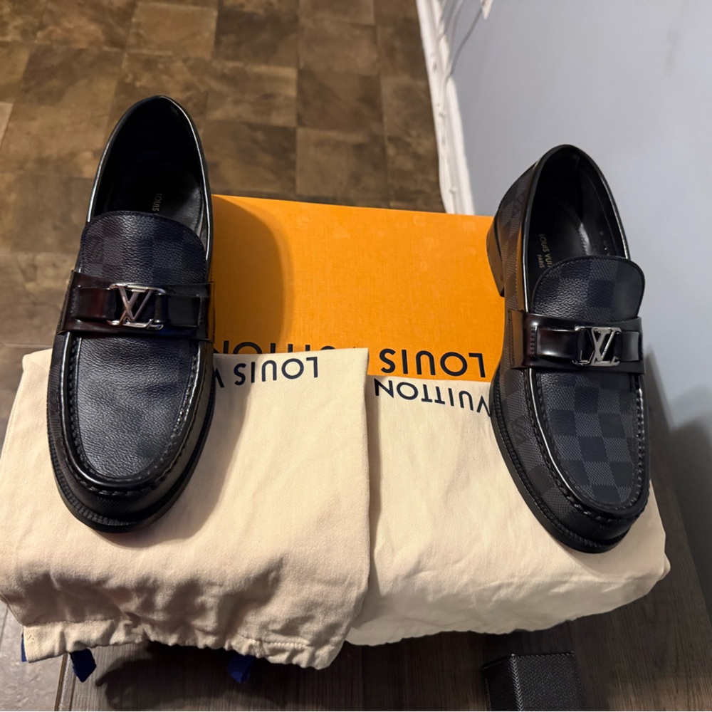 Louis Vuitton Checkered Black Loafers - Picture 3 of 9